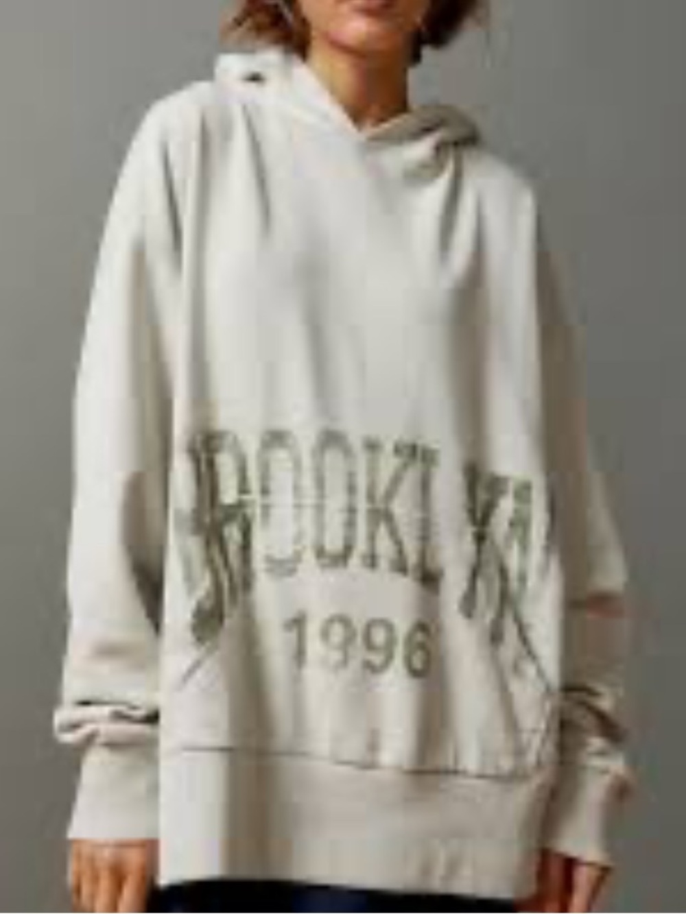Urban Outfitters Brooklyn 1996 Oversized Hoodie in Cream | LG/XL